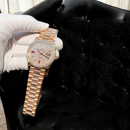 Rolex Day-Date 40mm Diamond Paved Ruby Dial