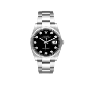 Rolex Datejust 36mm Steel White Gold Black Diamond Dial Mens Watch 126234